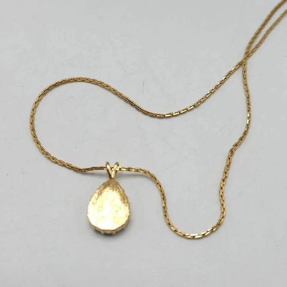 Avon Vintage 1985 September Faux Sapphire Birthstone Sparkle Pendant Necklace - Picture 5 of 6